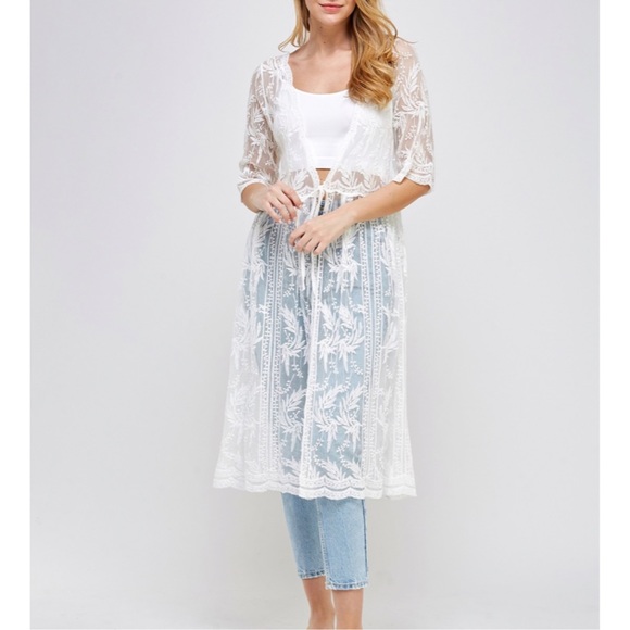 White Lace Kimono True Romance Full Length NWT - Picture 3 of 6